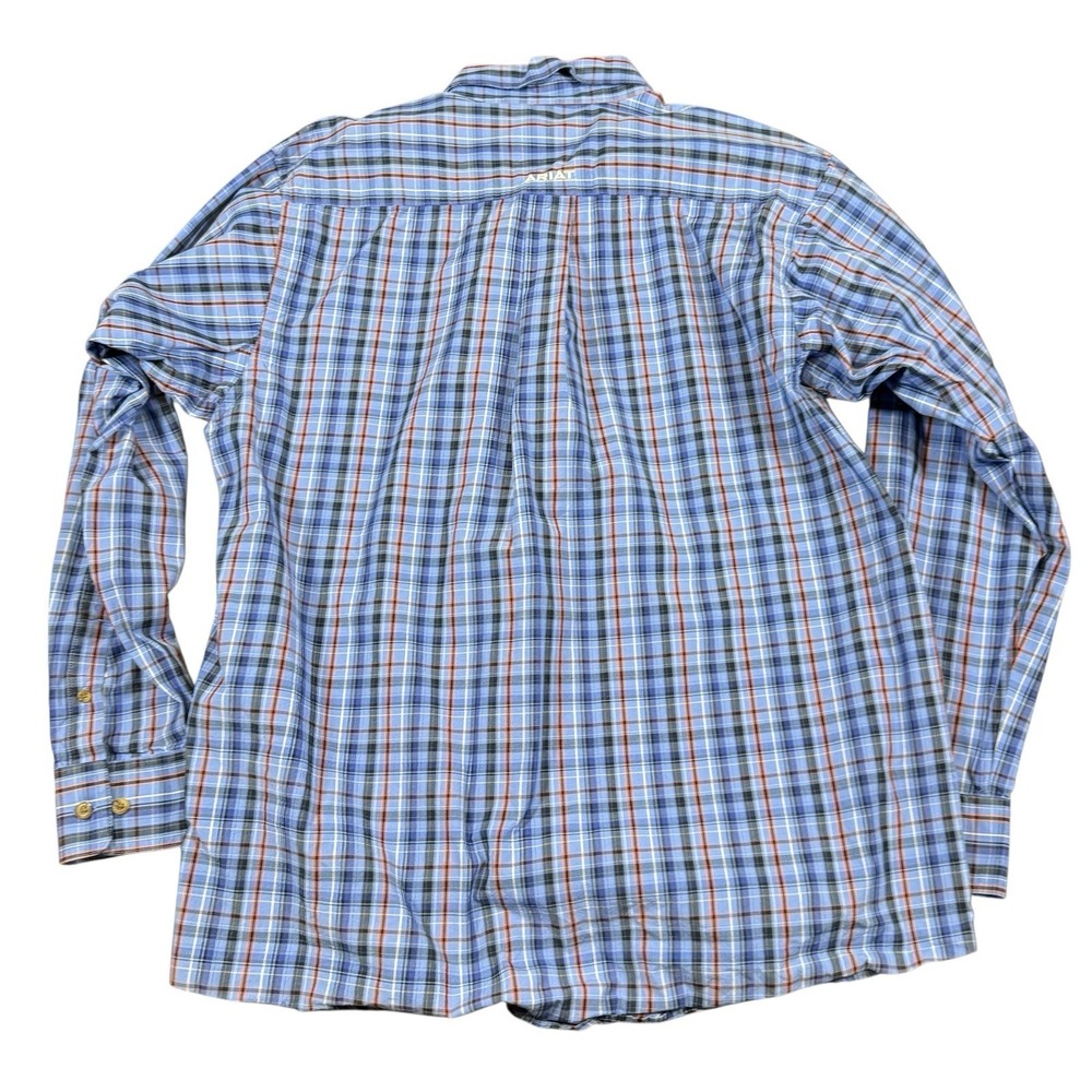 Ariat Pro Series Shirt Mens Medium Button Down Long Sleeve Blue Plaid Workwear - Picture 7 of 10
